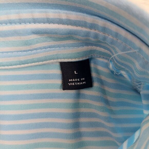 Dunning Golf Polo Shirt Mens‎ Large Blue Striped Casual Stretch Performance Wick - Picture 6 of 9